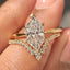 Dutch Marquise Solitaire Ring with Wedding Band in Curved Style