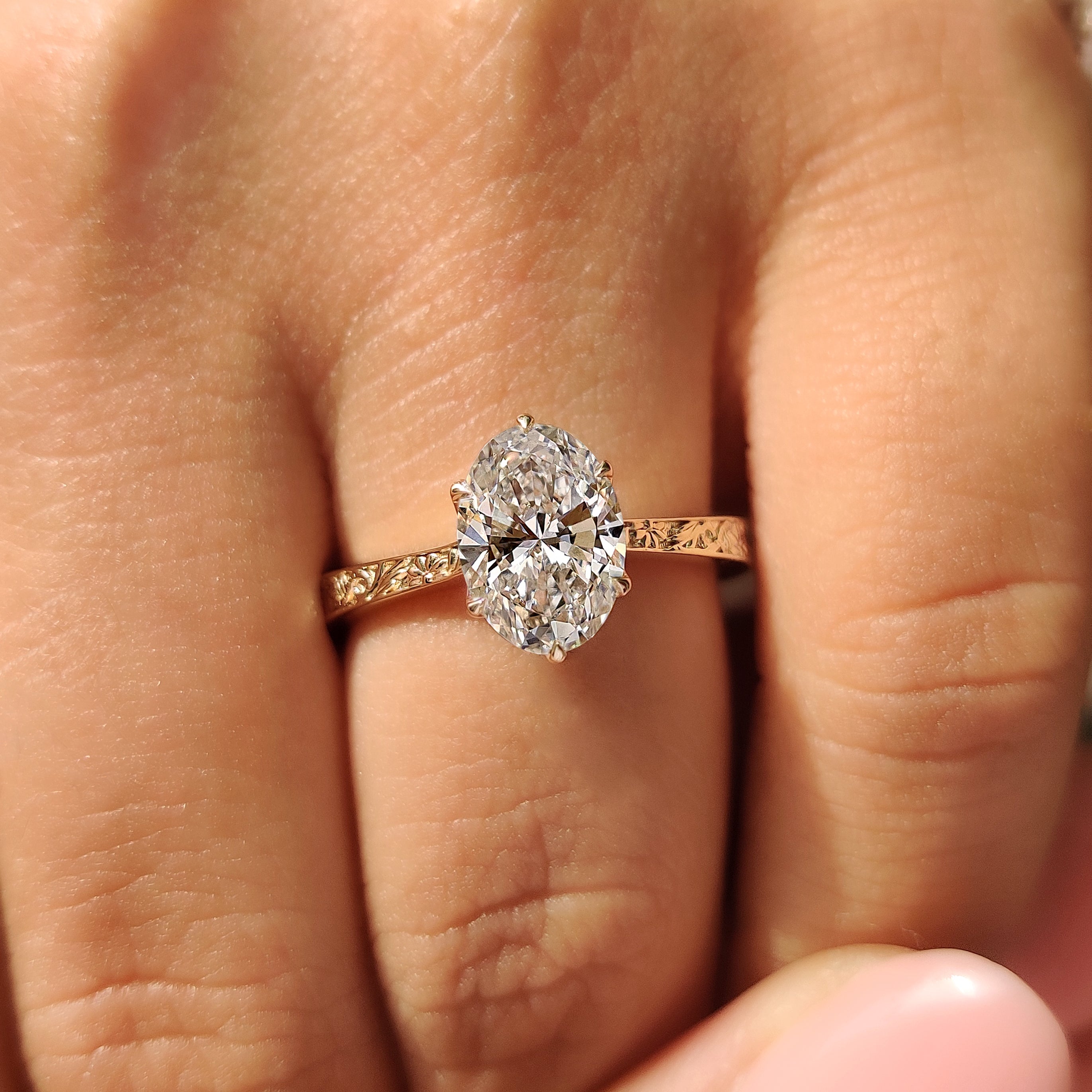 Oval Diamond Ring with Solitaire Setting