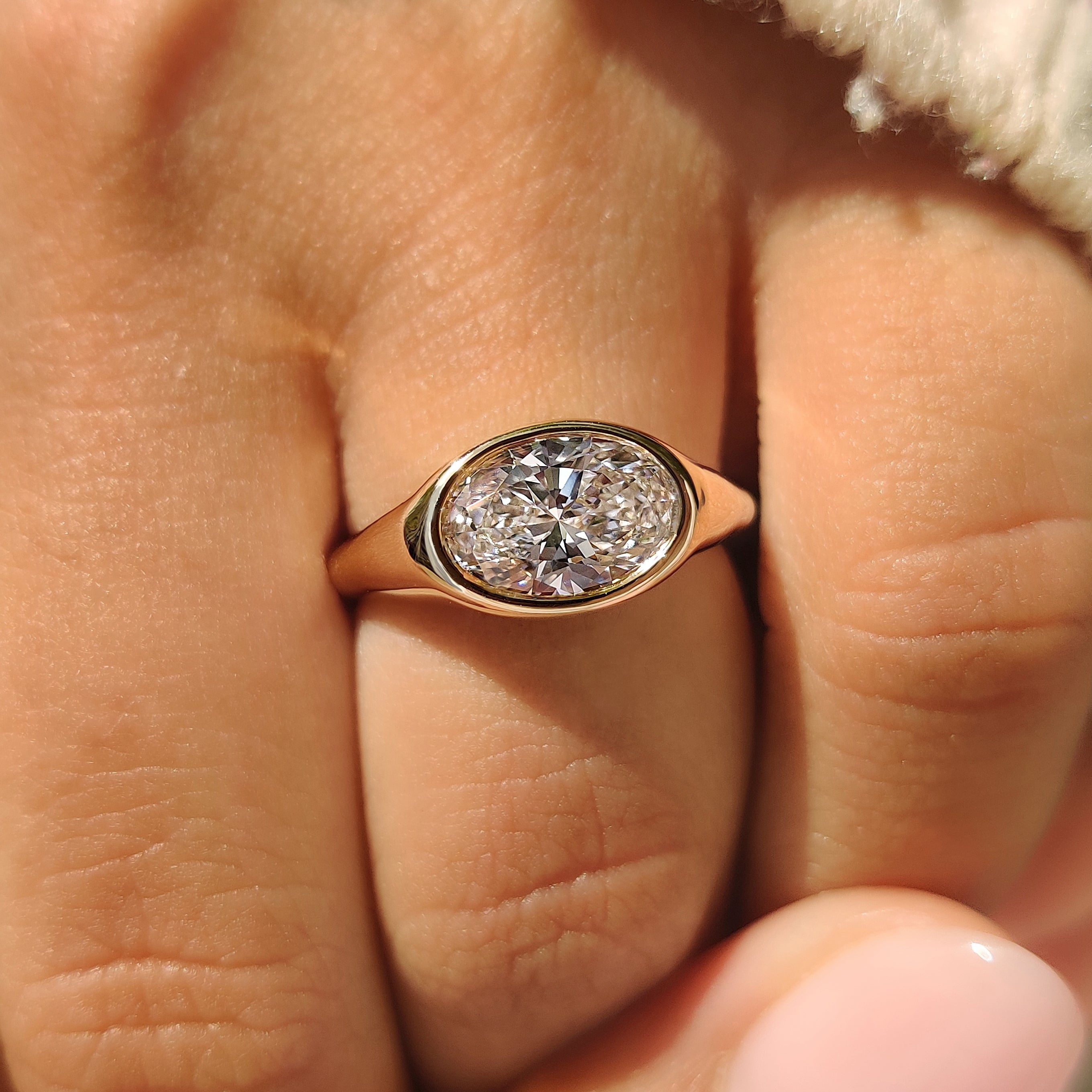 Solitaire Oval Diamond Ring in Bezel Setting
