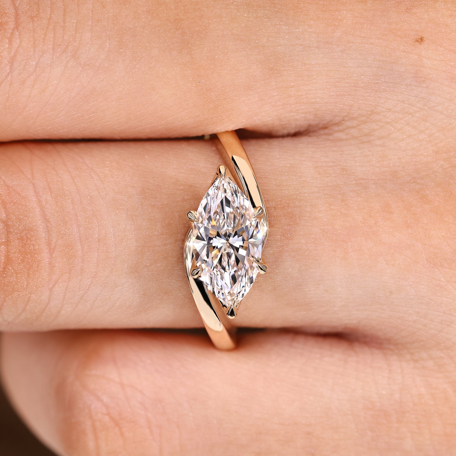 Solitaire Marquise Engagement Ring In East To West Setting Secondary image