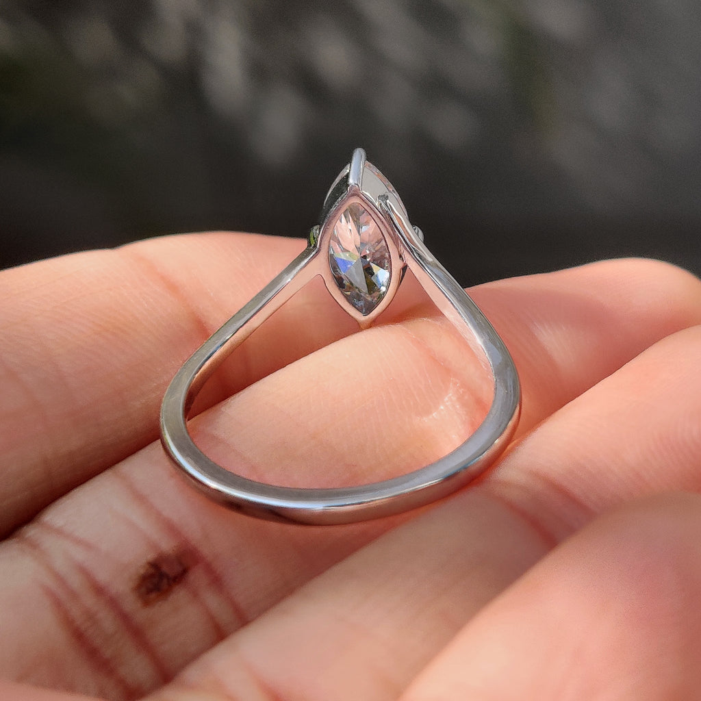 Marquise Cut Engagement Ring in Upside Down Setting