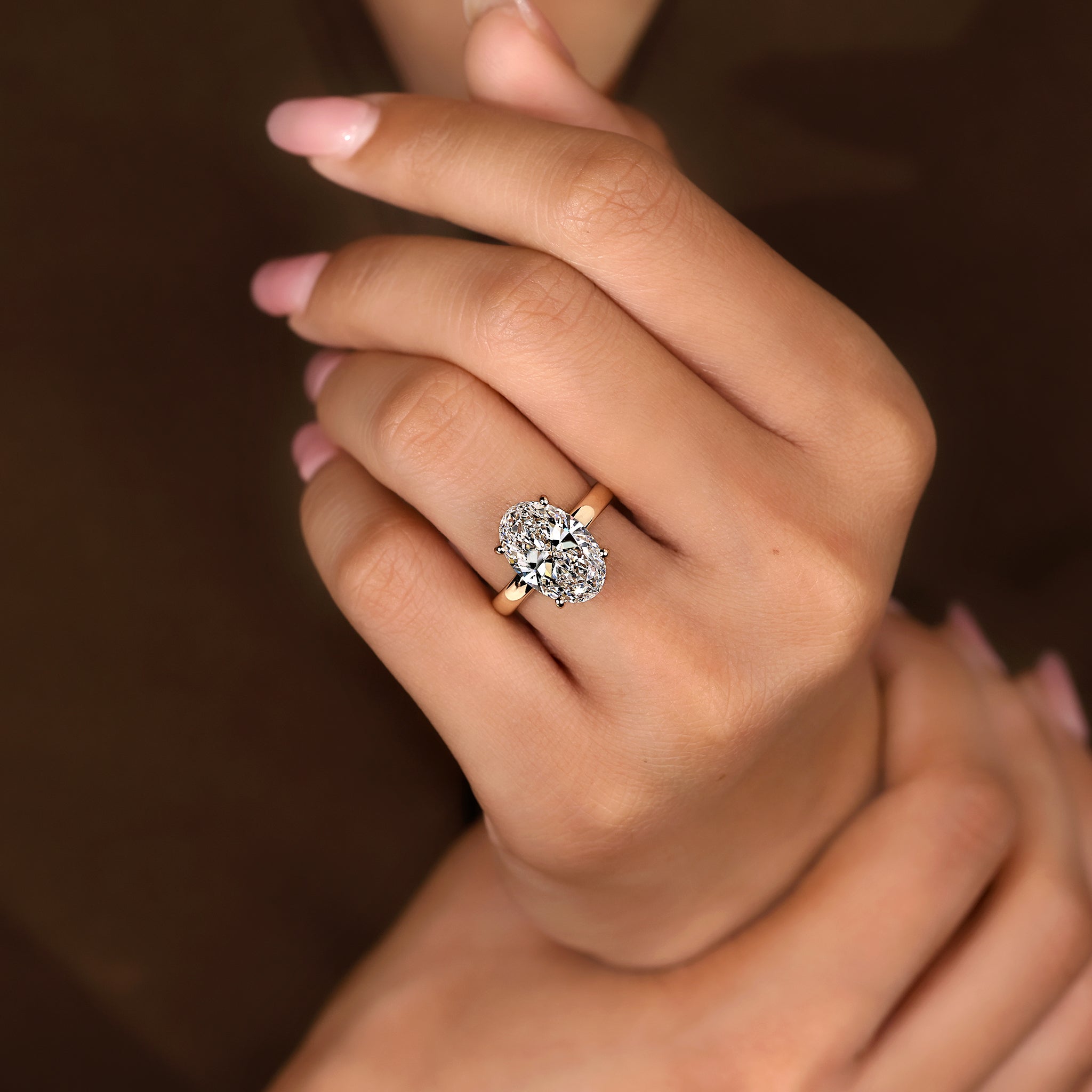 5 - 10 Carat Oval Cut Diamond Hidden Halo Engagement Ring