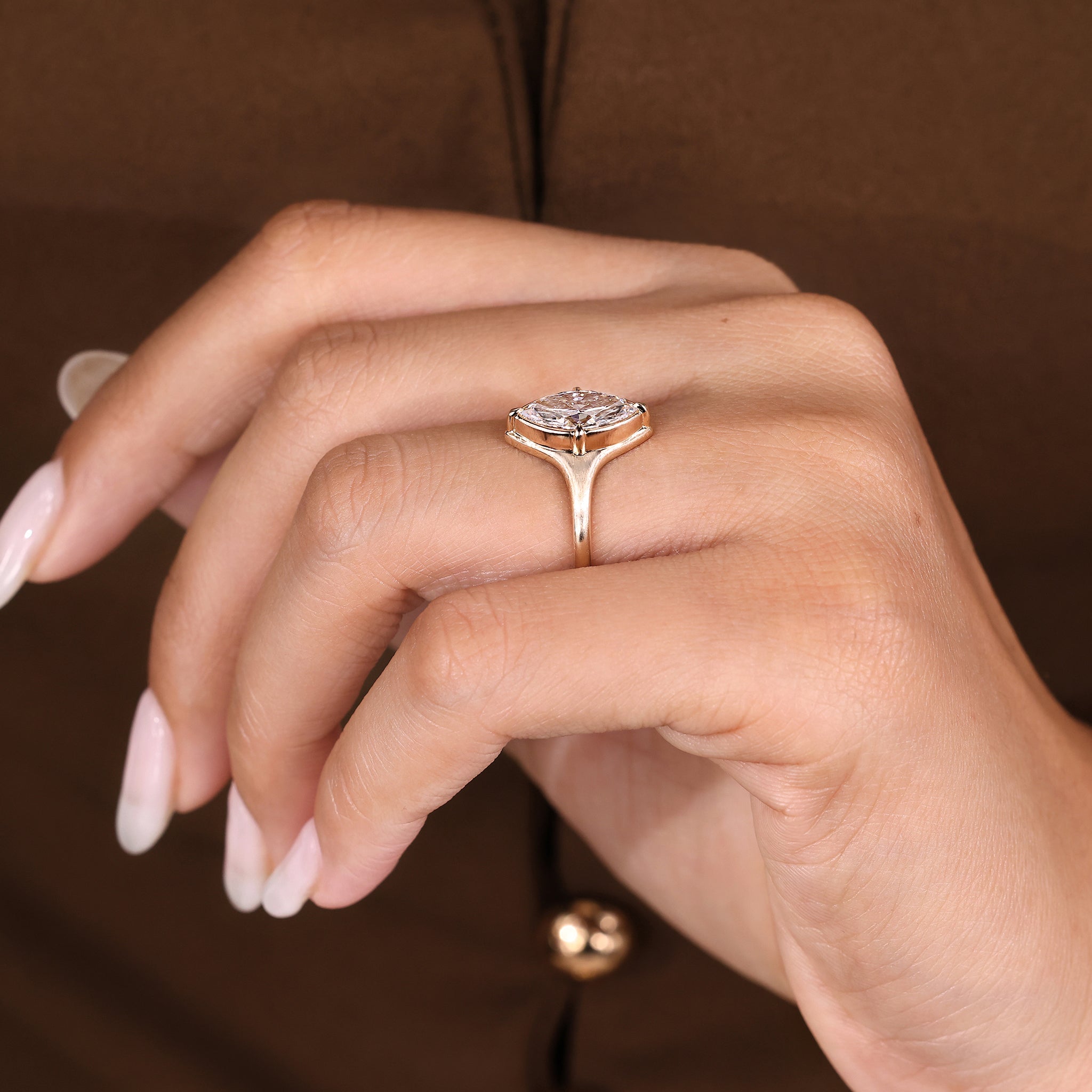 Marquise Cut Diamond Engagement Ring in Bezel Setting
