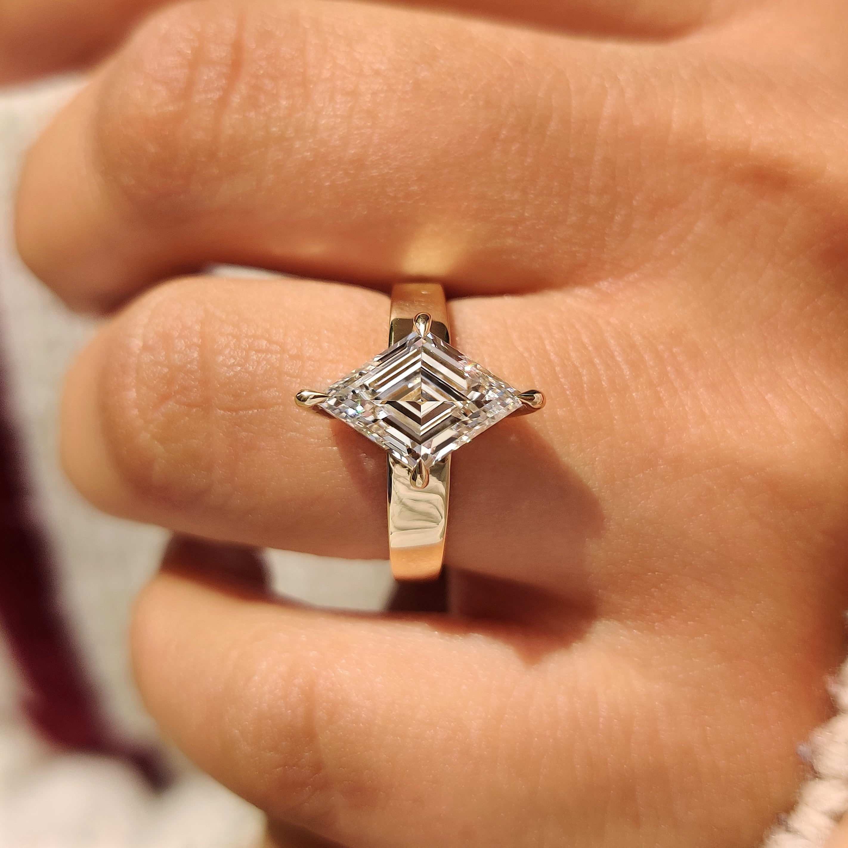 Lozenge Cut Engagement Ring in Solitaire Style