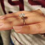 Hexagon Cut Diamond Solitaire Engagement Ring In Tulip Setting