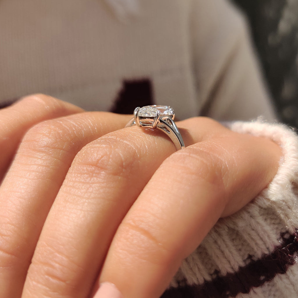Marquise Cut Solitaire Diamond Ring with Split Shank Band