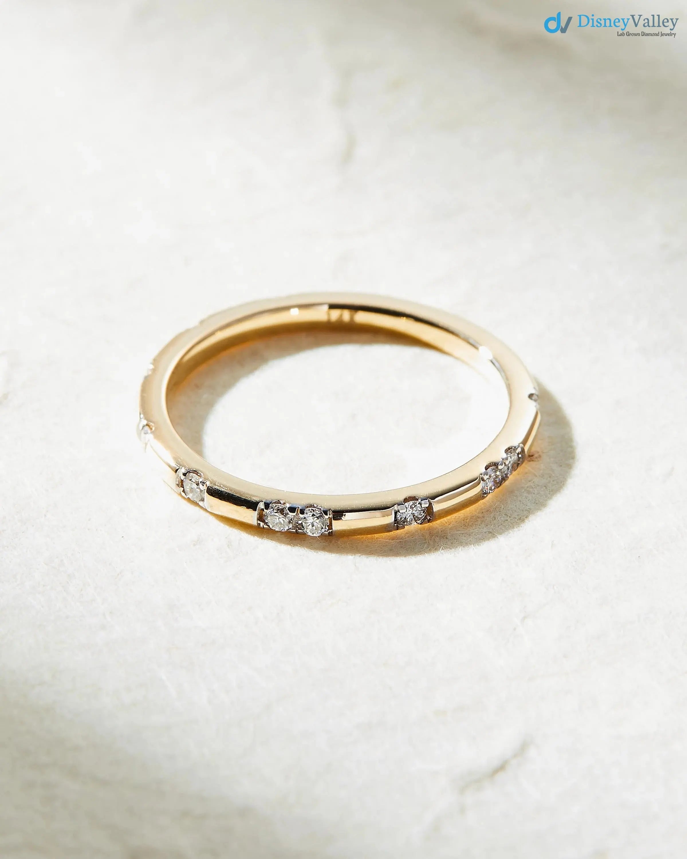 Stackable 14k Gold Ring with Lab-Grown Diamonds band DisneyValley Main image