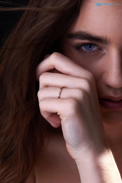 Stackable 14k Gold Ring with Lab-Grown Diamonds band DisneyValley