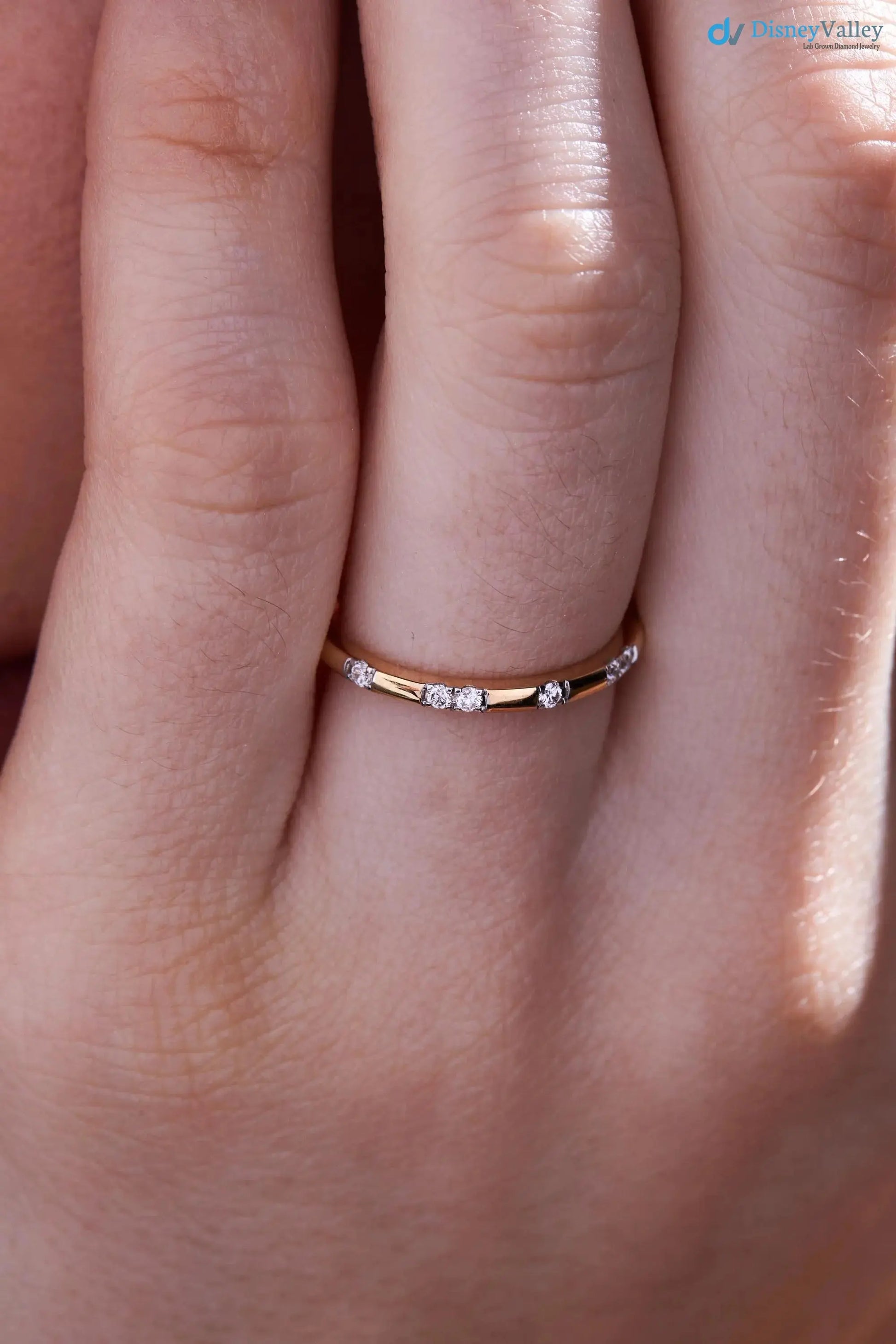 Stackable 14k Gold Ring with Lab-Grown Diamonds band DisneyValley