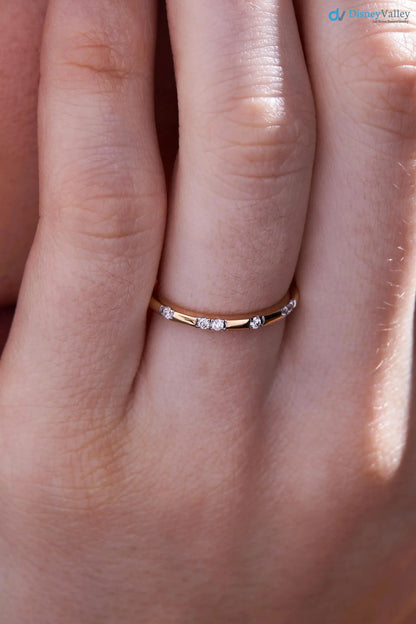 Stackable 14k Gold Ring with Lab-Grown Diamonds band DisneyValley