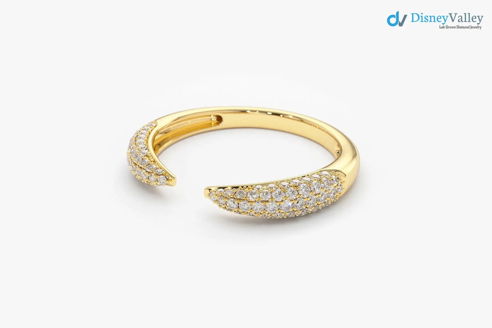 Stackable Open Claw Micro Pave Diamond Wedding Ring - DisneyValley Main image