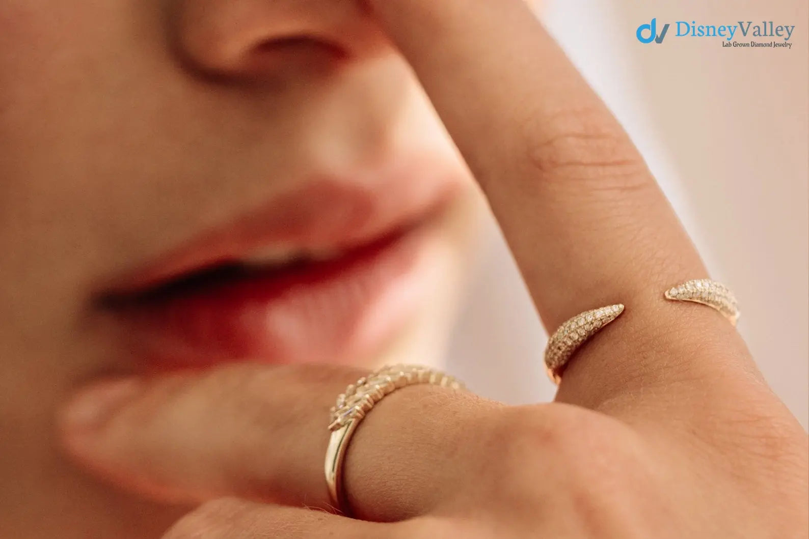 Stackable Open Claw Micro Pave Diamond Wedding Ring - DisneyValley