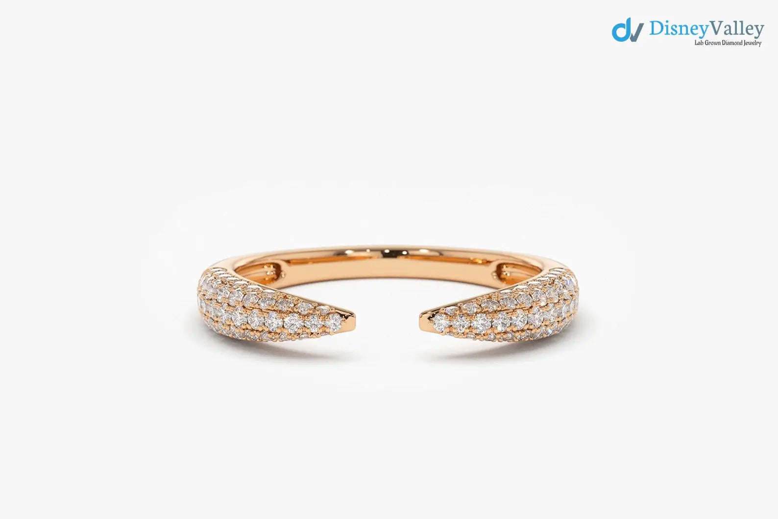 Stackable Open Claw Micro Pave Diamond Wedding Ring - DisneyValley