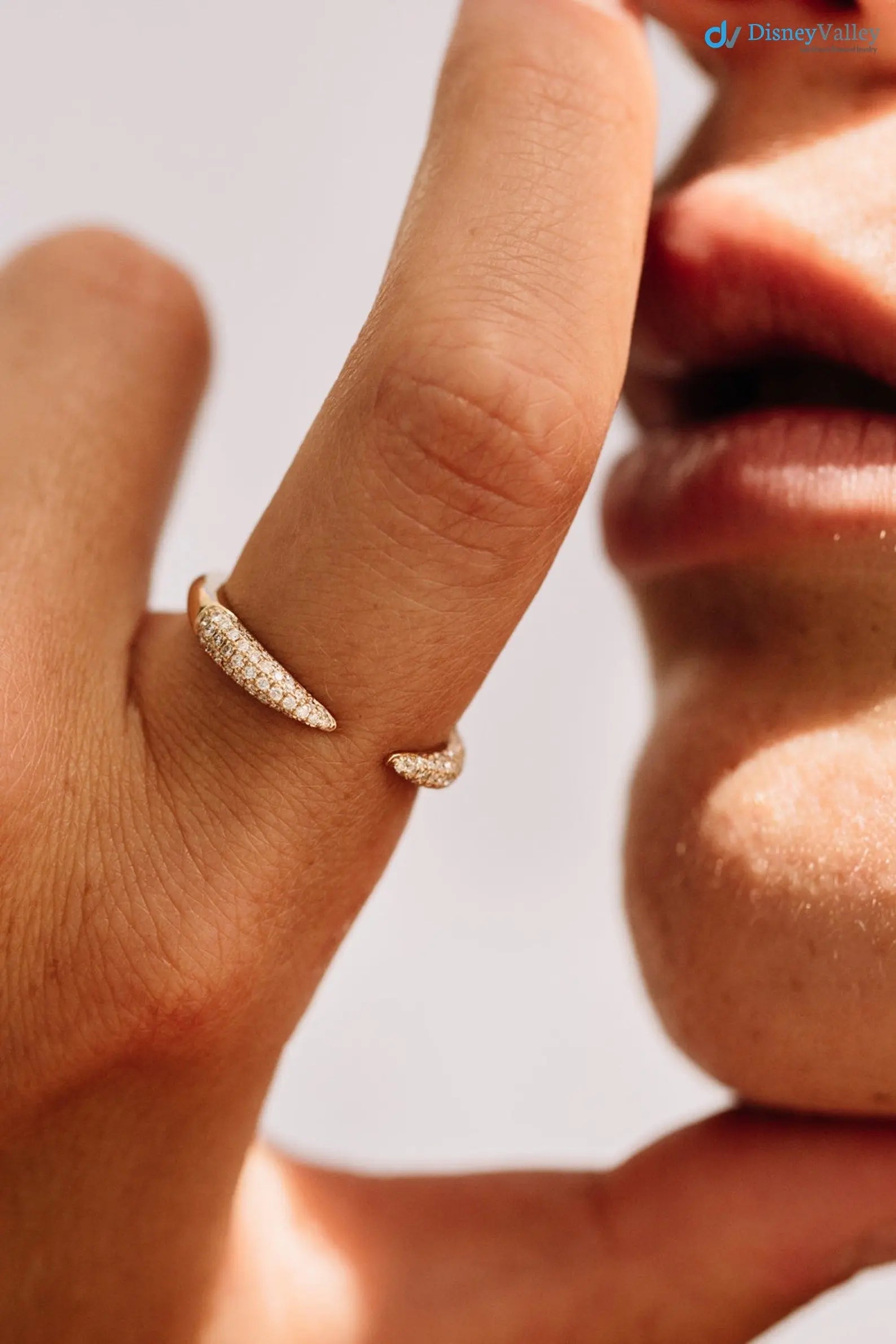 Stackable Open Claw Micro Pave Diamond Wedding Ring - DisneyValley