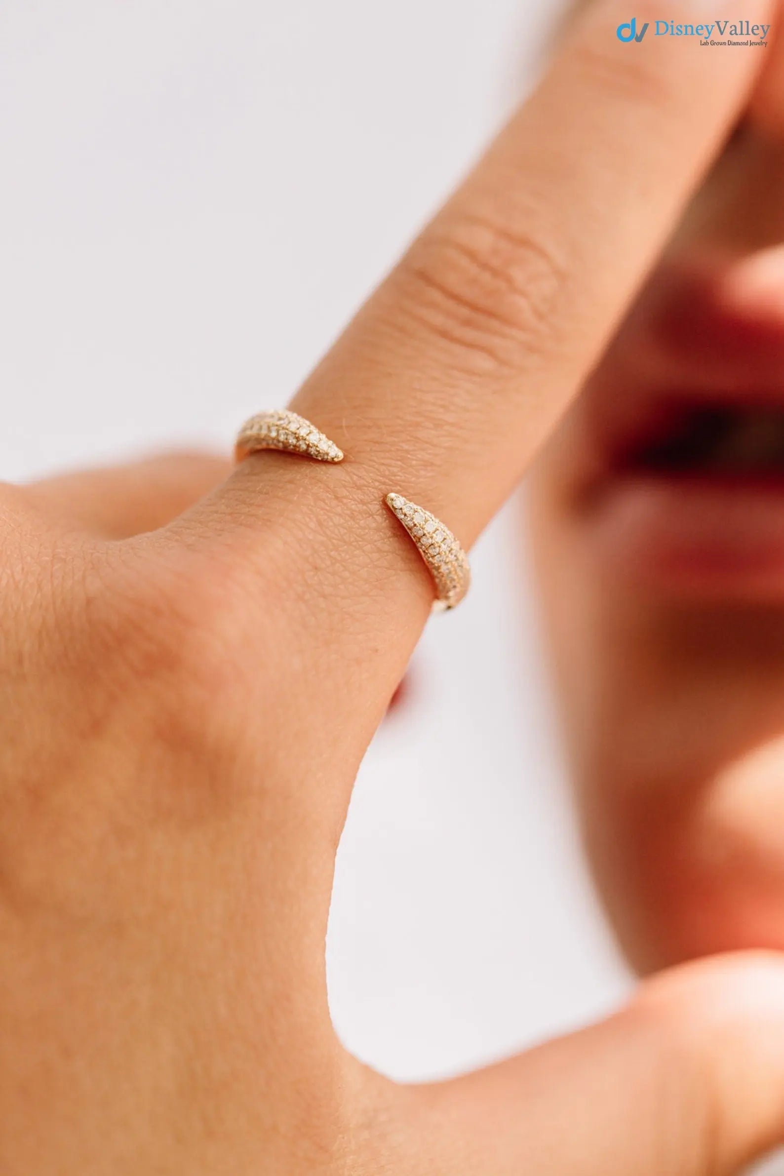 Stackable Open Claw Micro Pave Diamond Wedding Ring - DisneyValley