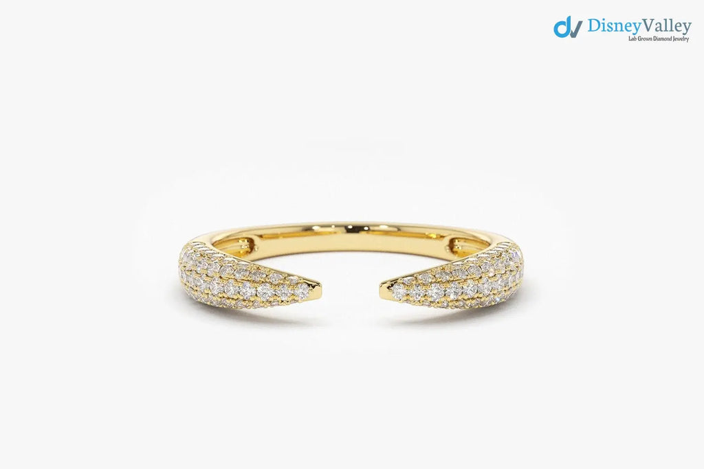 Stackable Open Claw Micro Pave Diamond Wedding Ring - DisneyValley