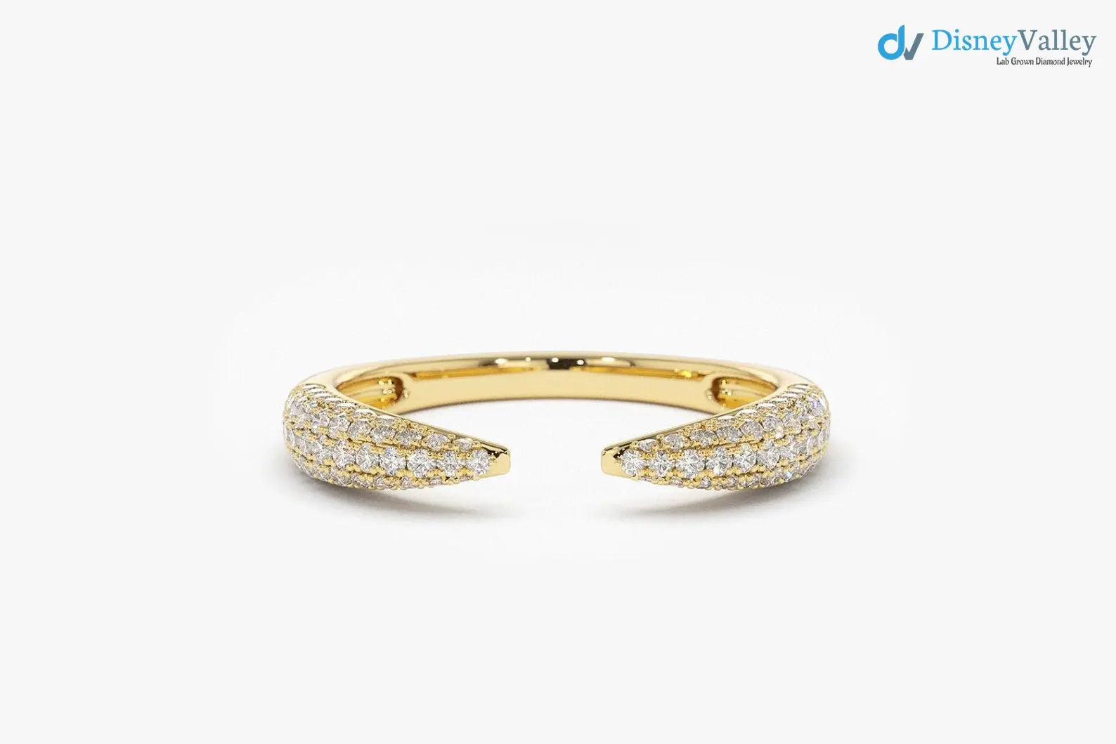 Stackable Open Claw Micro Pave Diamond Wedding Ring - DisneyValley