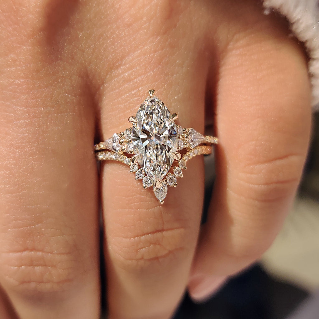 Marquise Engagement Ring with Wedding Band in Muse Setting