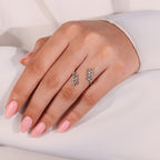 Marquise and Round Wedding Band in Nature Inspired Style