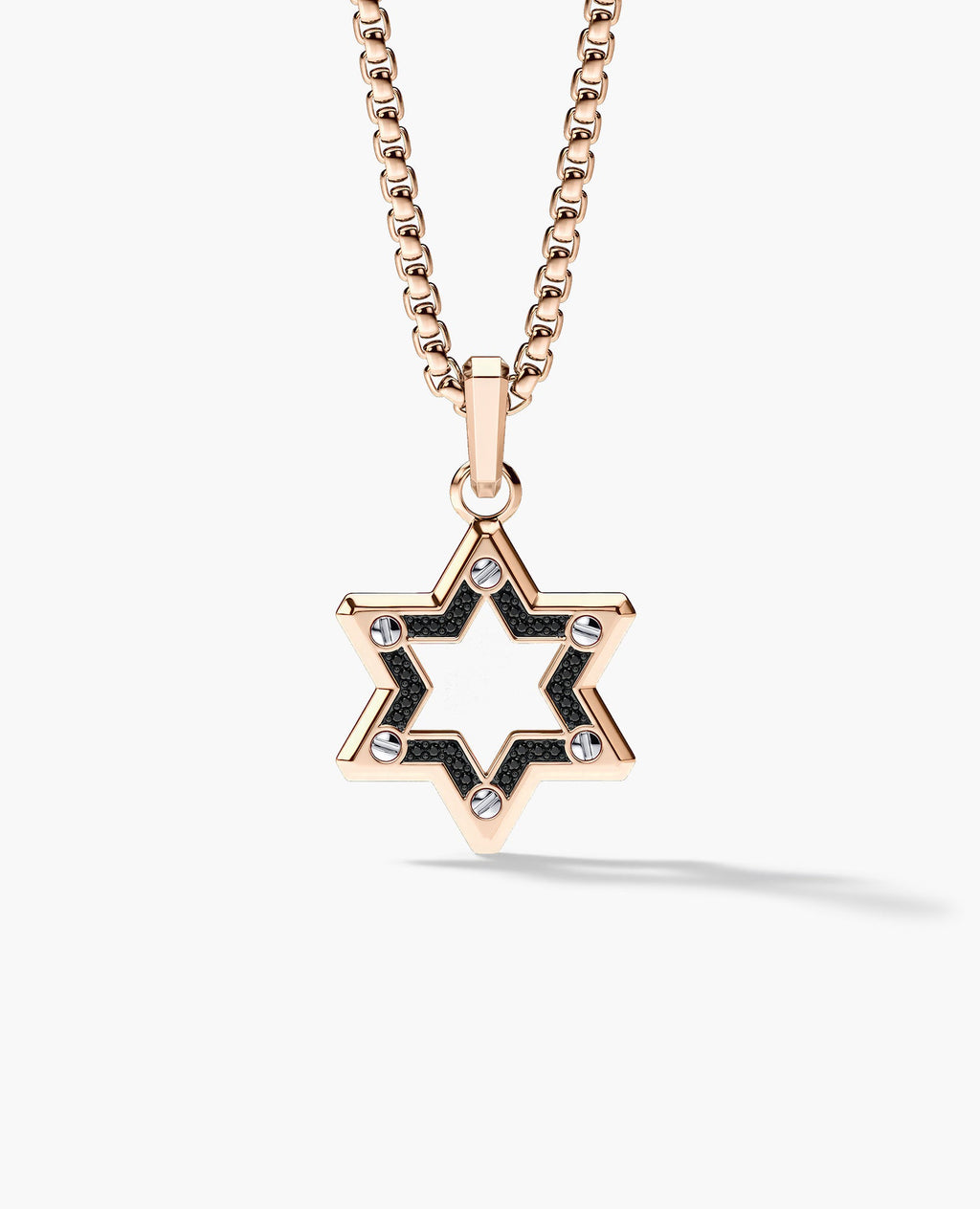 STAR OF DAVID Two-Tone Gold Pendant with Black Diamonds