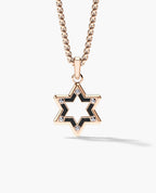 STAR OF DAVID Two-Tone Gold Pendant with Black Diamonds