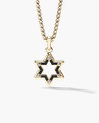 STAR OF DAVID Two-Tone Gold Pendant with Black Diamonds