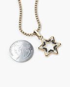 STAR OF DAVID Two-Tone Gold Pendant with Black Diamonds