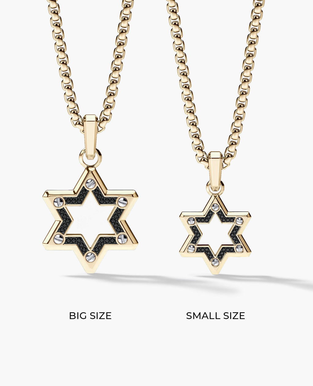 STAR OF DAVID Two-Tone Gold Pendant with Black Diamonds
