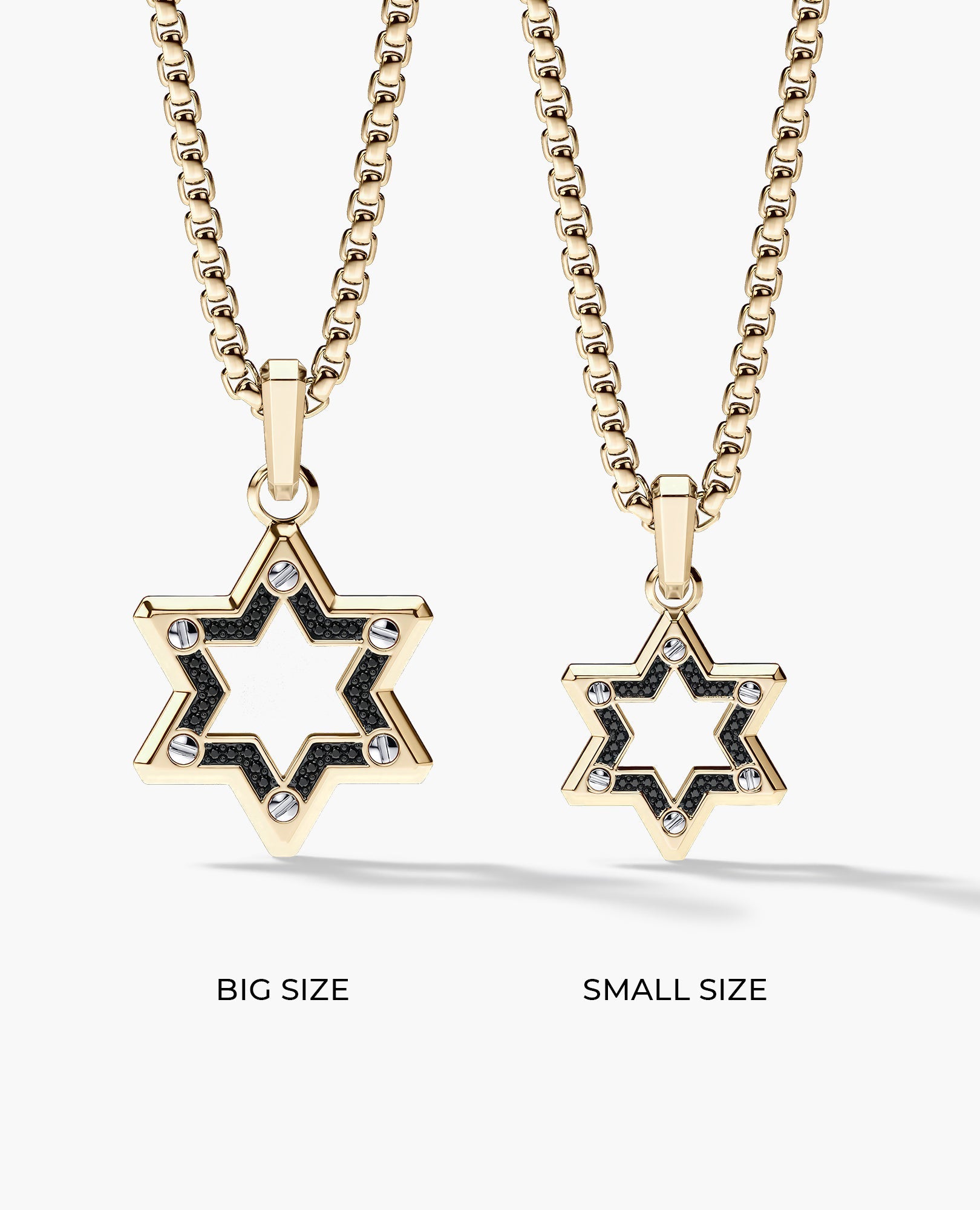 STAR OF DAVID Two-Tone Gold Pendant with Black Diamonds