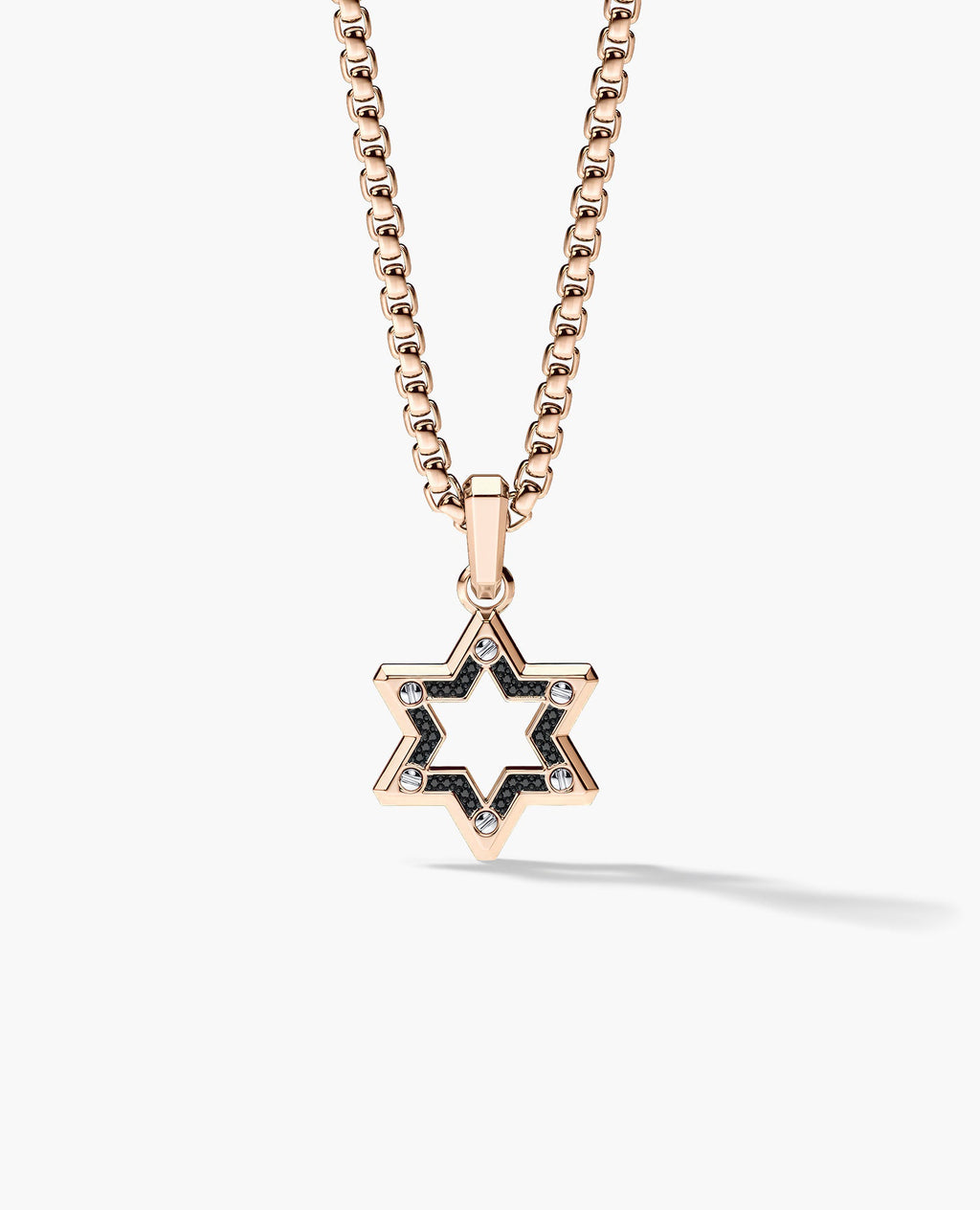 STAR OF DAVID Two-Tone Gold Pendant with Black Diamonds