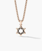 STAR OF DAVID Two-Tone Gold Pendant with Black Diamonds