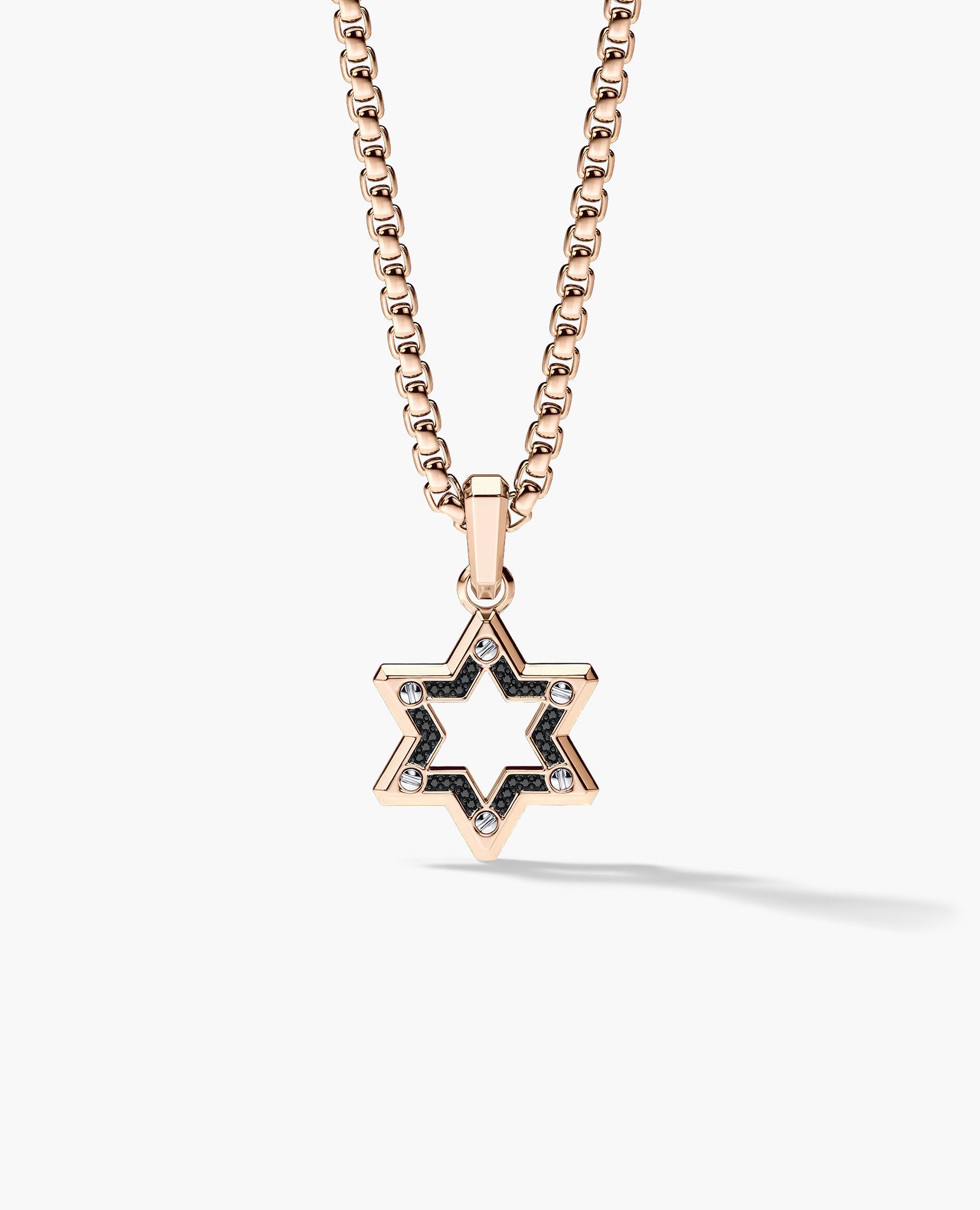 STAR OF DAVID Two-Tone Gold Pendant with Black Diamonds