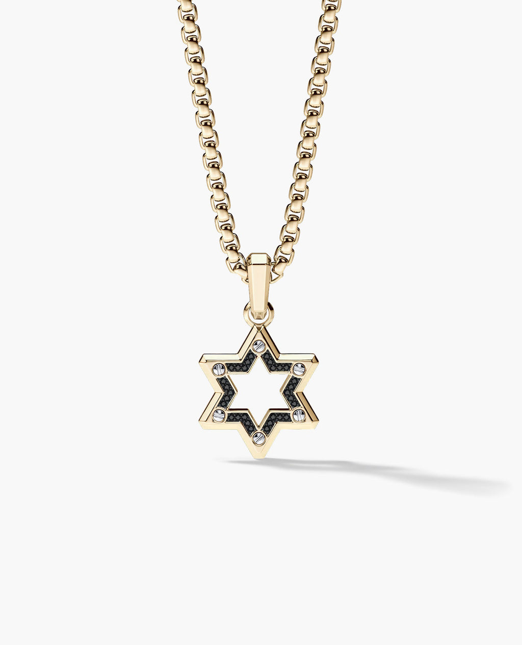STAR OF DAVID Two-Tone Gold Pendant with Black Diamonds