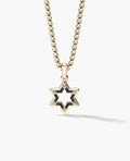 STAR OF DAVID Two-Tone Gold Pendant with Black Diamonds