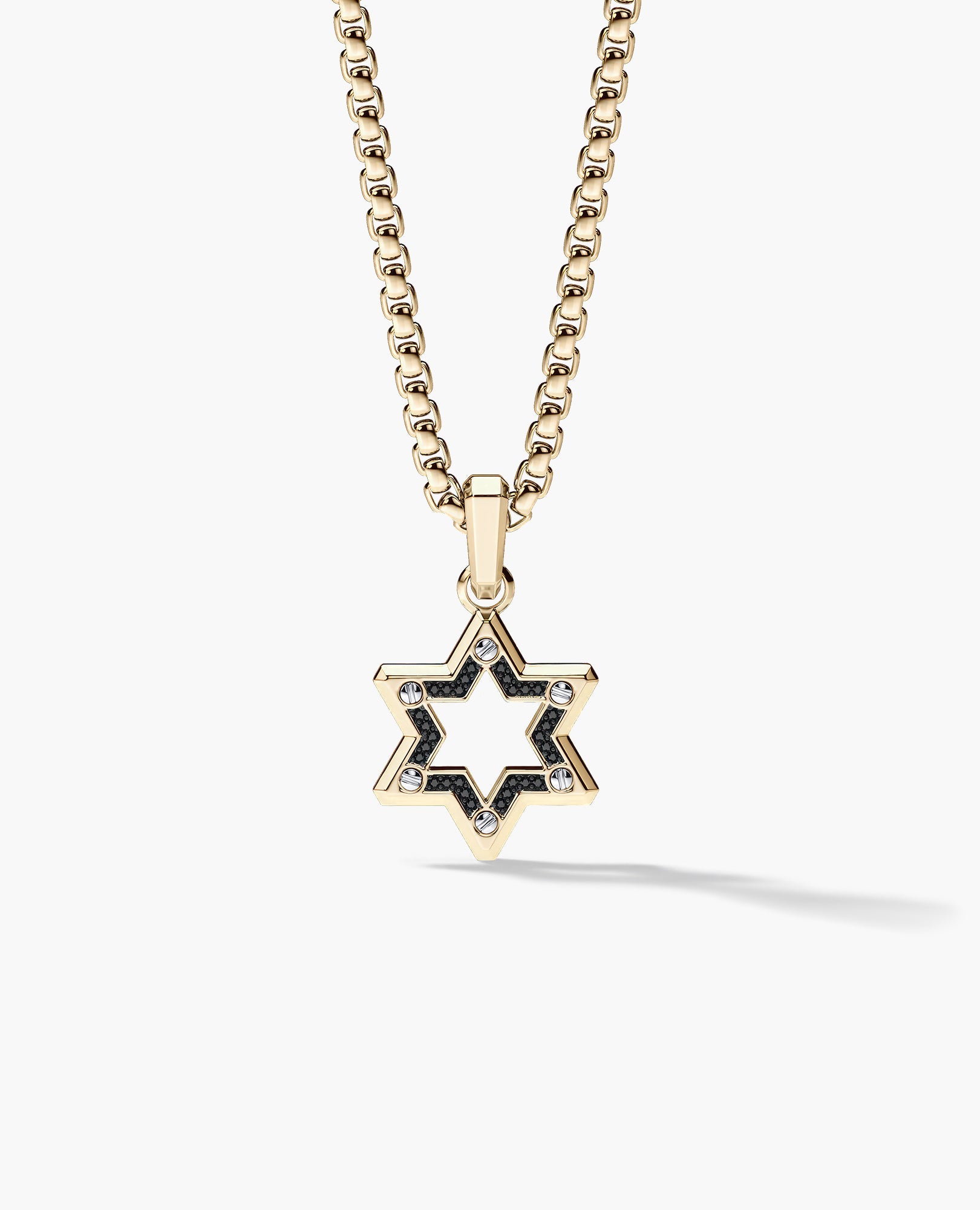 STAR OF DAVID Two-Tone Gold Pendant with Black Diamonds
