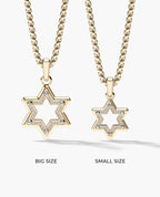 STAR OF DAVID Two-Tone Gold Pendant with 0.10ct Diamonds - 25mm