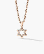 STAR OF DAVID Two-Tone Gold Pendant with 0.10ct Diamonds - 25mm