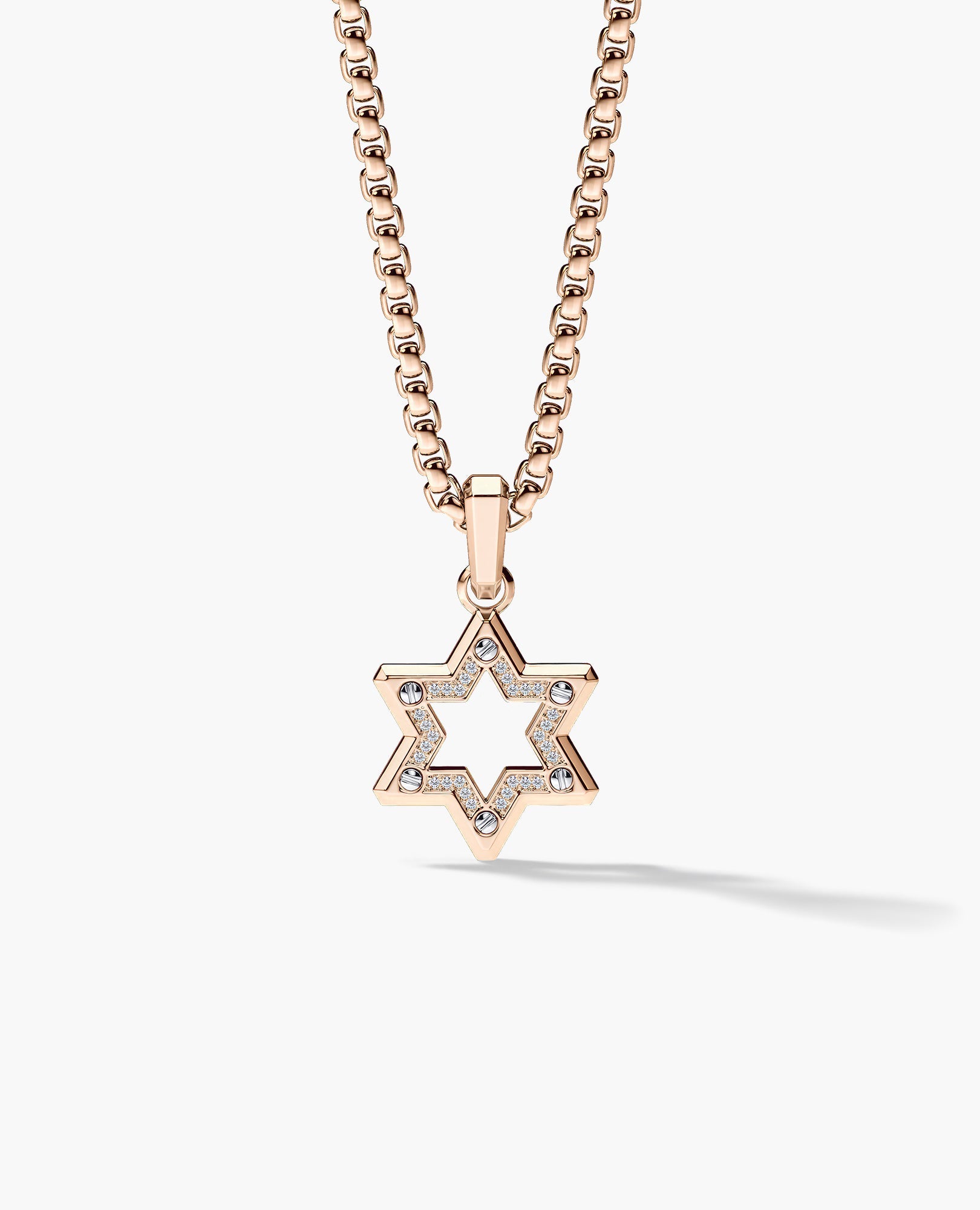 STAR OF DAVID Two-Tone Gold Pendant with 0.10ct Diamonds - 25mm