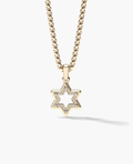 STAR OF DAVID Two-Tone Gold Pendant with 0.10ct Diamonds - 25mm