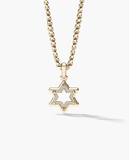 STAR OF DAVID Two-Tone Gold Pendant with 0.10ct Diamonds - 25mm