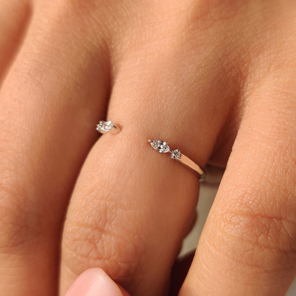 Marquise and Round Diamond Band in Open Gap Style