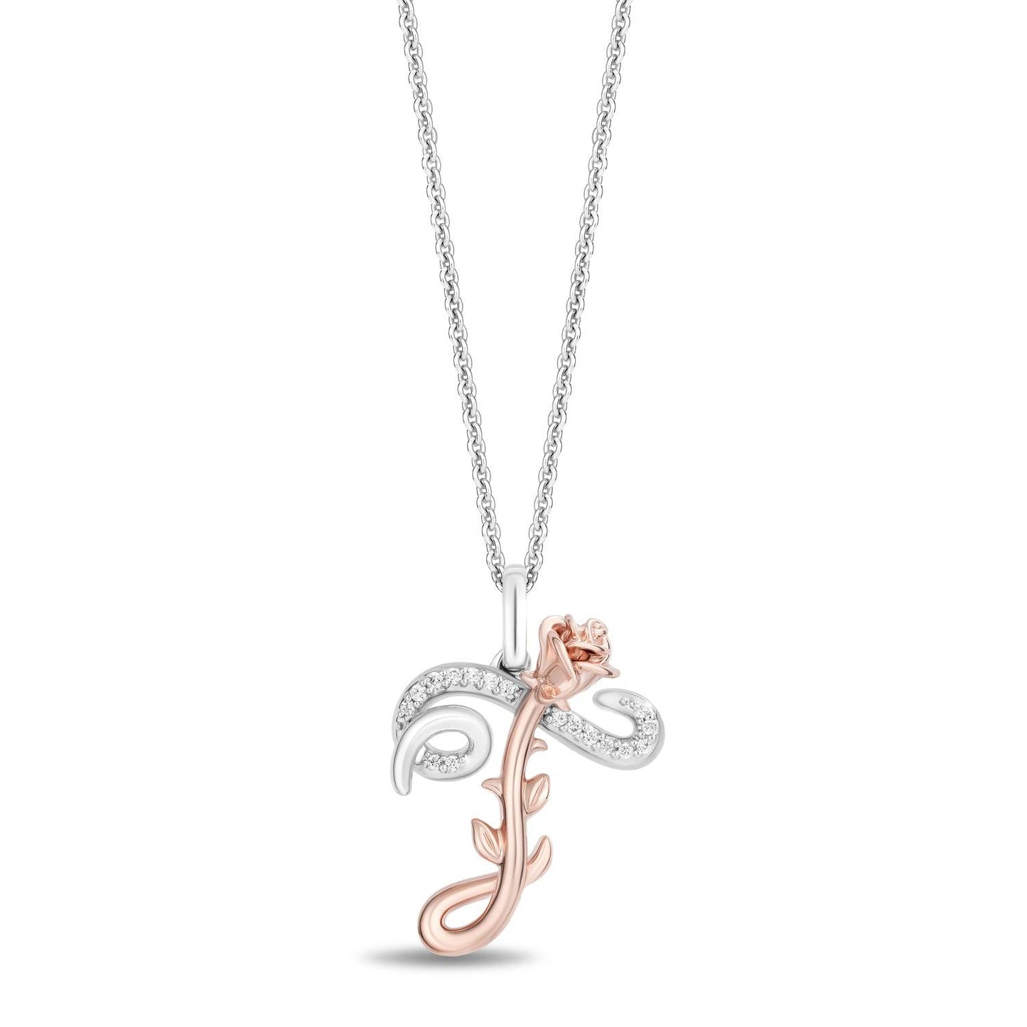 Enchanted Disney Fine Jewelry Diamonds Alphabet A to Z Belle Pendant Necklace