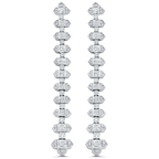 2.62 TCW Round & Baguette Moissanite Diamond Long Drop Earrings