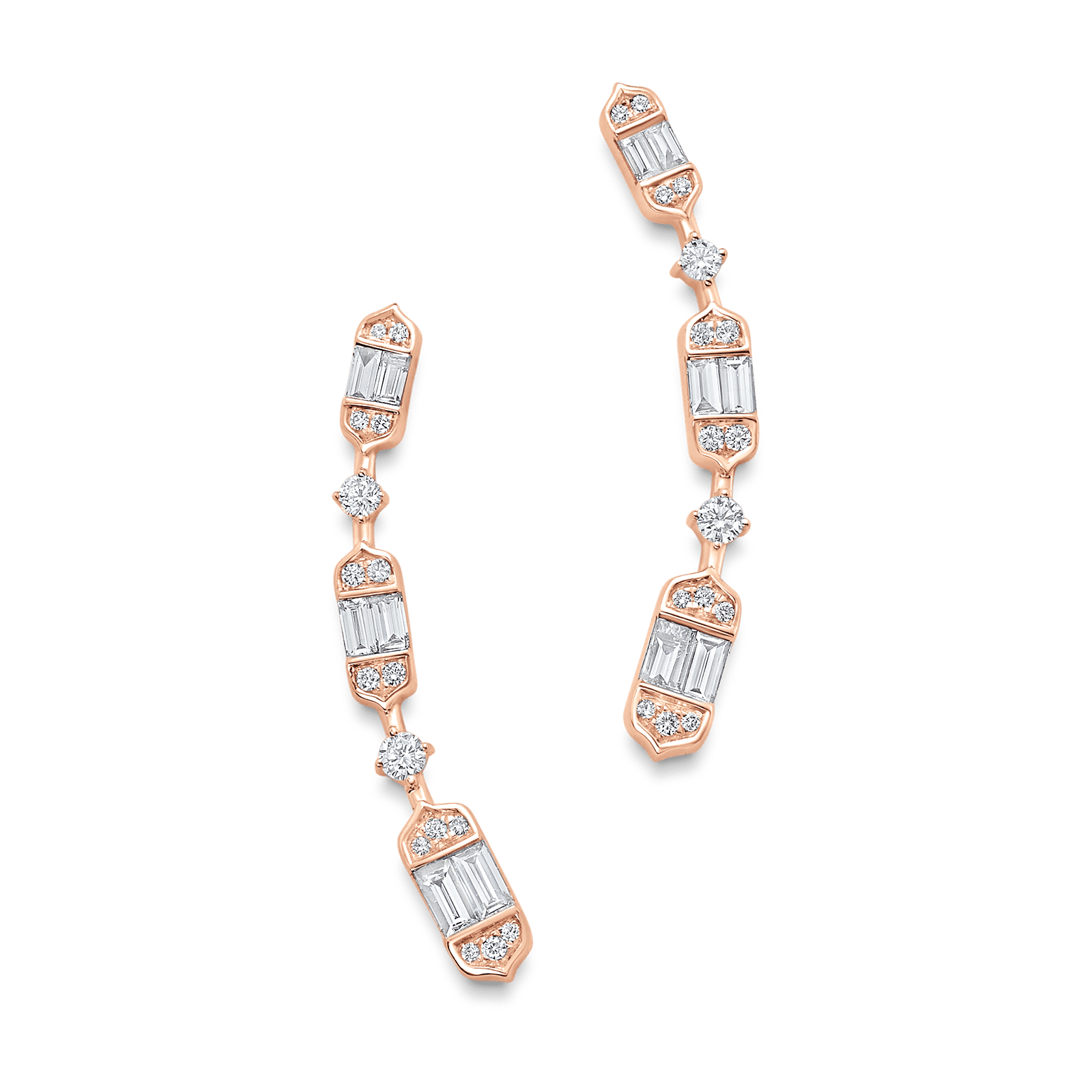 0.46 TCW Round & Baguette Moissanite Diamond Ear Crawler Earrings