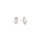 0.61 TCW Round & Baguette Moissanite Diamond Stud Earrings