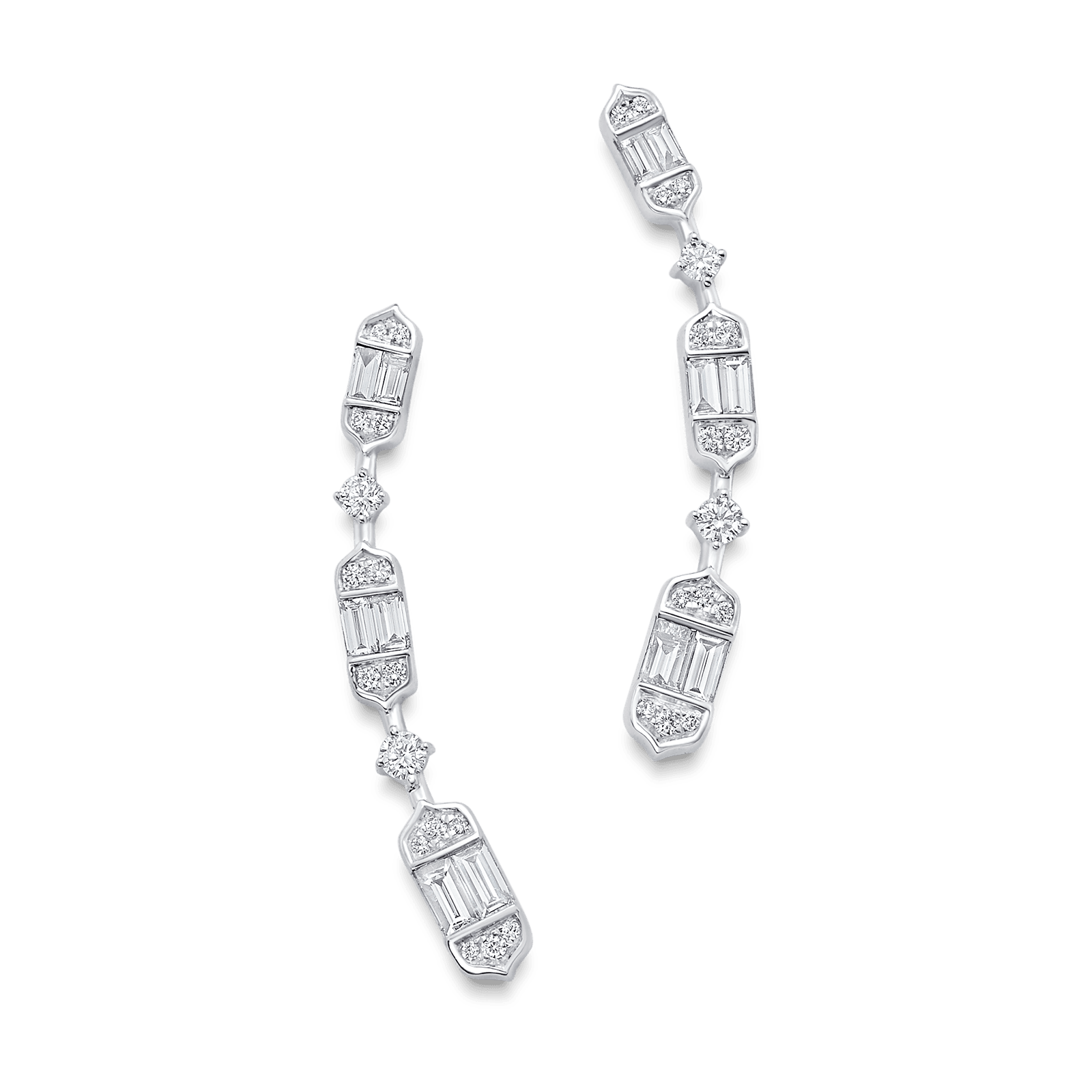 0.46 TCW Round & Baguette Moissanite Diamond Ear Crawler Earrings