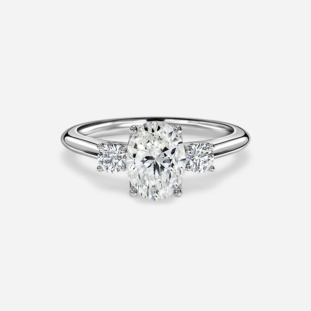1.0 CT Oval Cut Moissanite Three Stone Bridal Ring Set