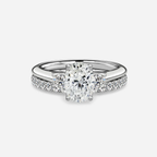 1.0 CT Oval Cut Moissanite Three Stone Bridal Ring Set