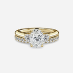 1.0 CT Oval Cut Moissanite Three Stone Bridal Ring Set