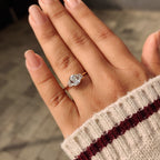 Old Mine Cushion Cut Diamond Ring with Trapezoid Side Stones